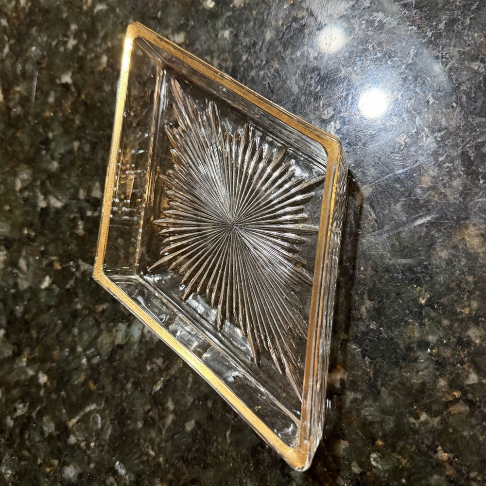 Vintage Gailstyn Sutton MCM Star Fire diamond-shaped trinket dish